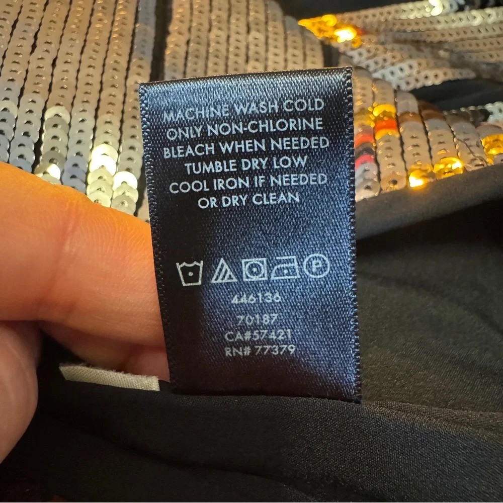 Ann Taylor Sequin Pleated A-Line Skirt 0 Black Silver Cocktail Party Holiday